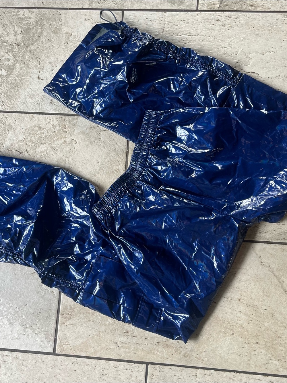 Navy Blue Vinyl Parachute Pant - Picture 6 of 7